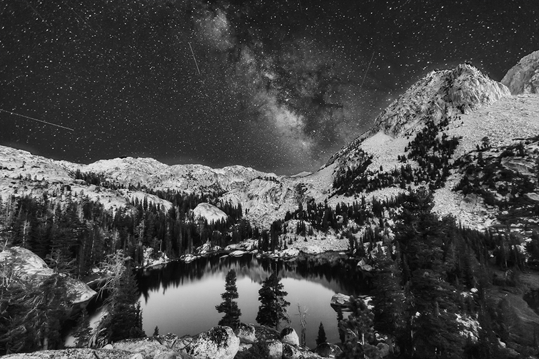 Milky Way and Meteor Shower, Robinson Lakes