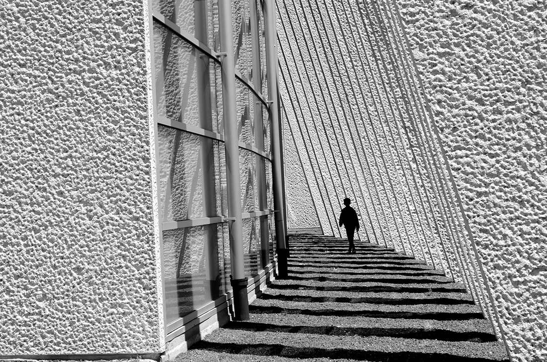 Walking through geometric shapes in Austin