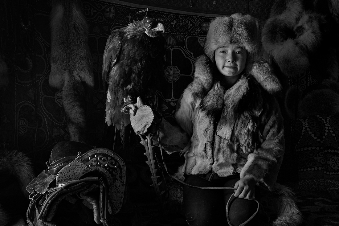 Portrait of A Eagle Hunter Family 