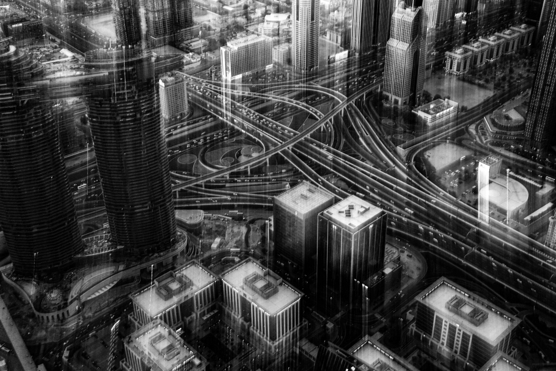 The city in black and white