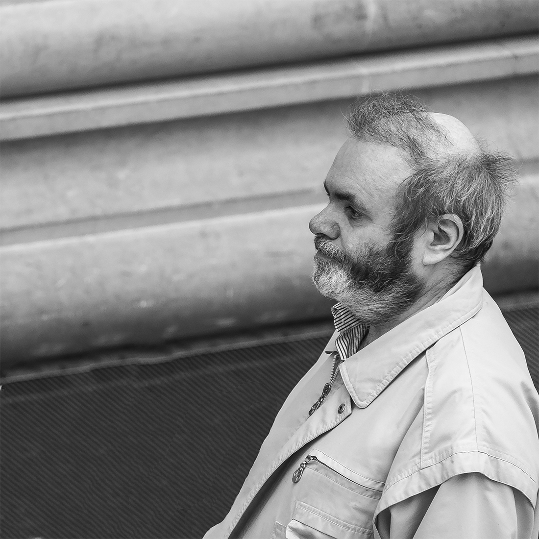 Contemplation in the Great Court of the British Museum, London.