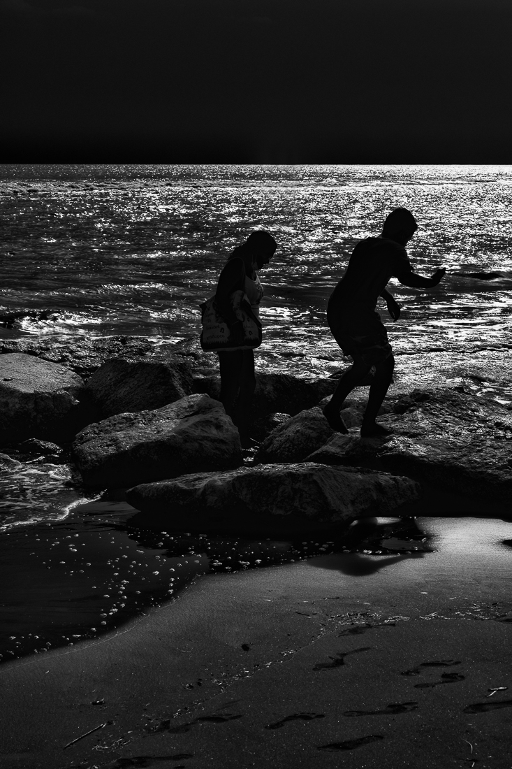 Backlit people