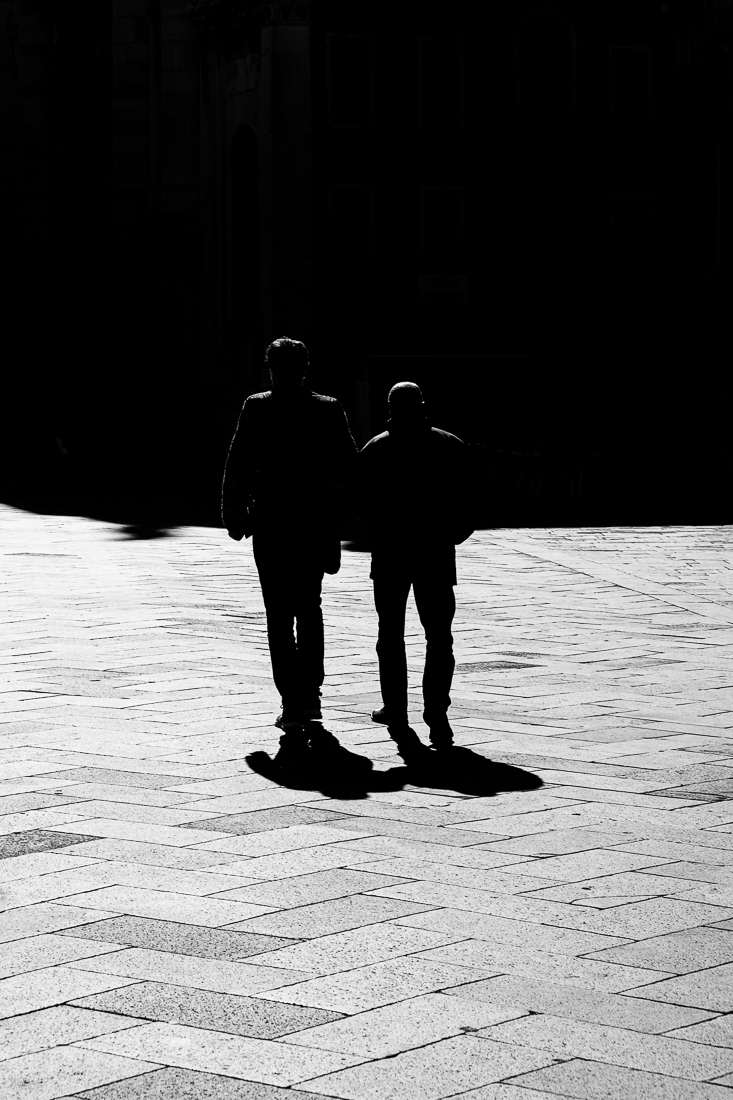 Backlit people