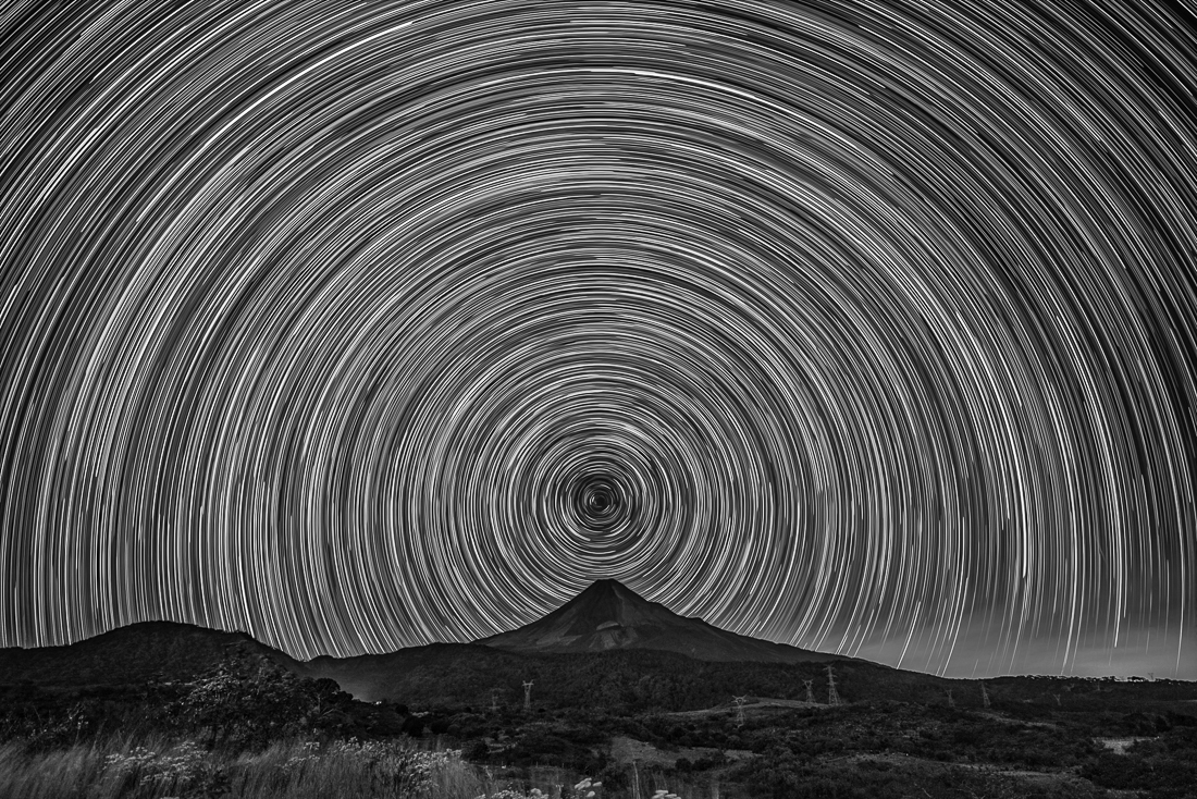 Volcán de Colima in black and white