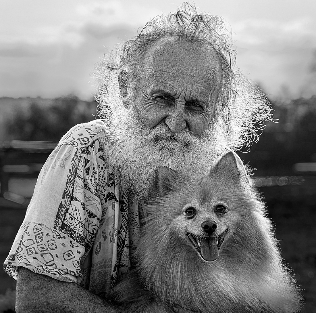 An old man and  his dog
