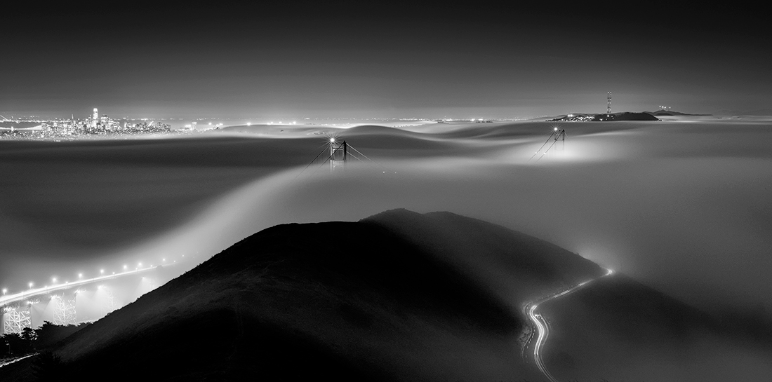 golden gate bridge in low fog