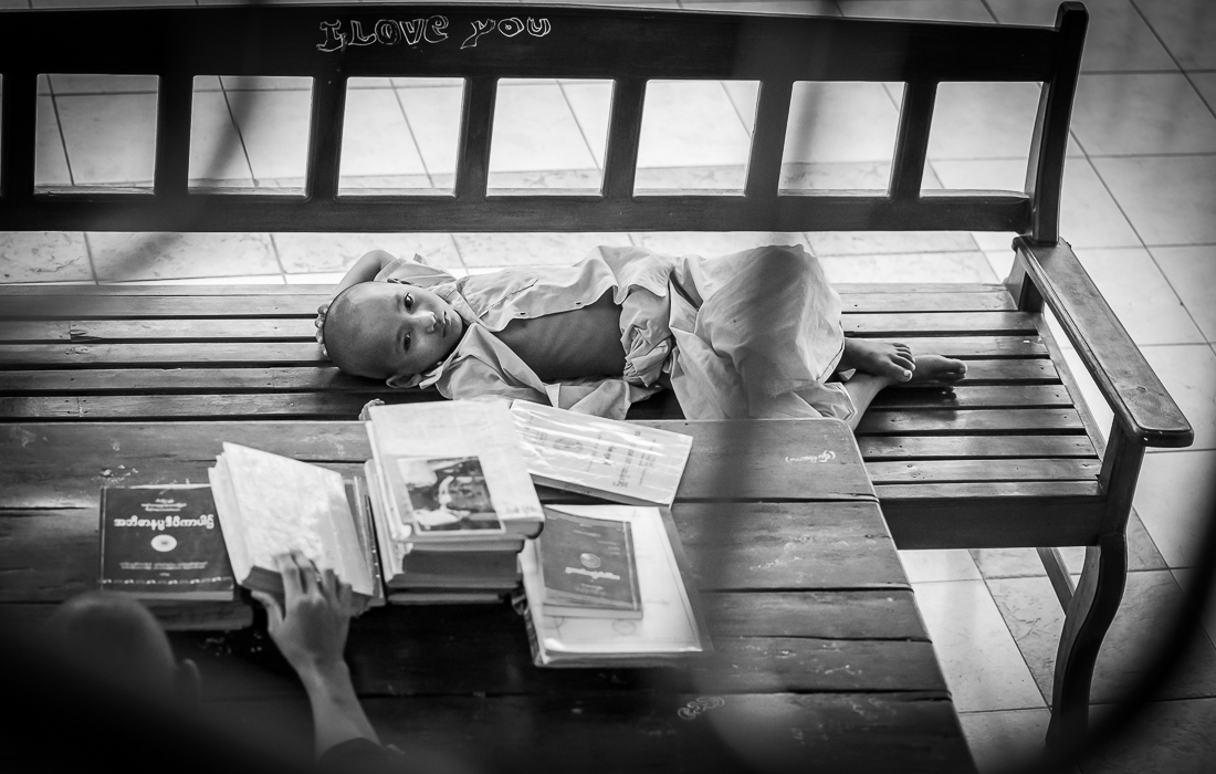 Day-to-day life of young burmese monks.