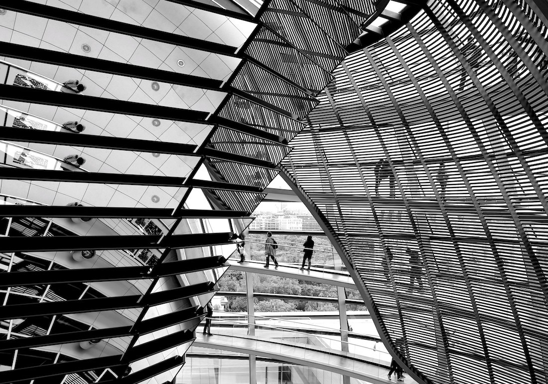 Architectural forms turn in photographic abstracts
