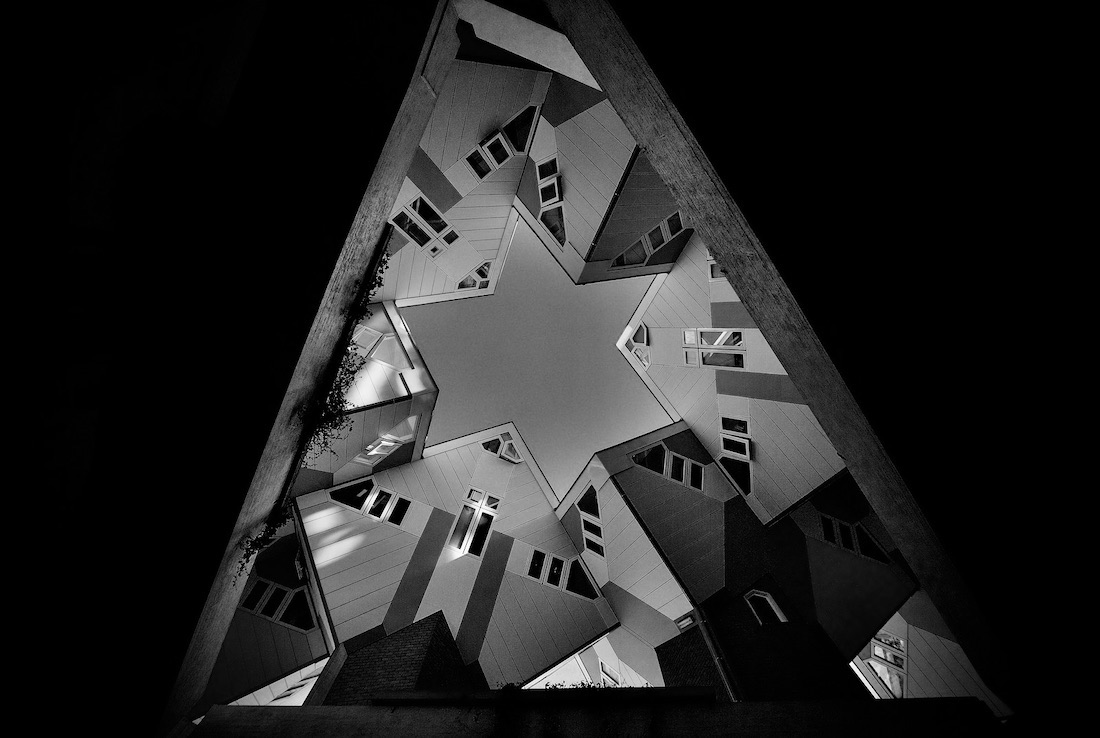 Architectural forms turn in photographic abstracts