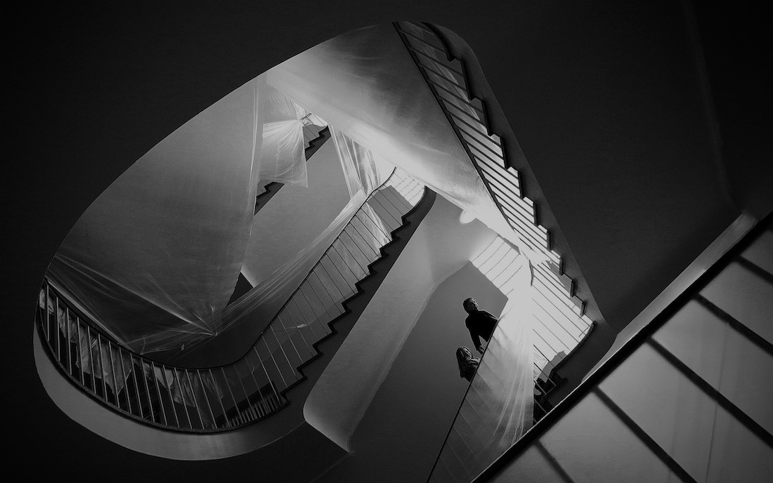 Architectural forms turn in photographic abstracts