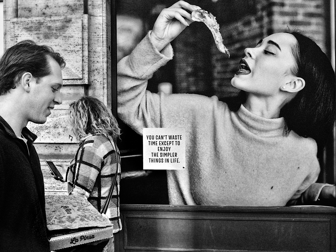 Advertising woman in Rome.
