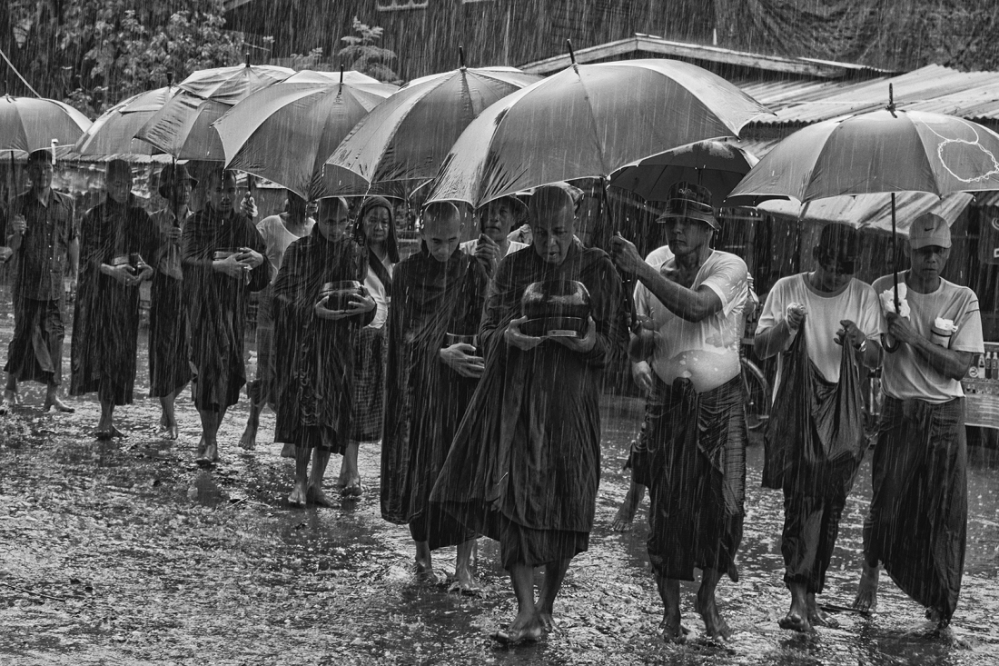 Myanmar monks go alms round