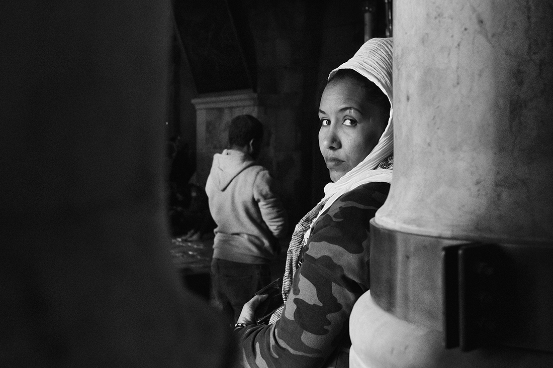 Pilgrims at the Church of the Holy Sepulchre, Jerusalem.
