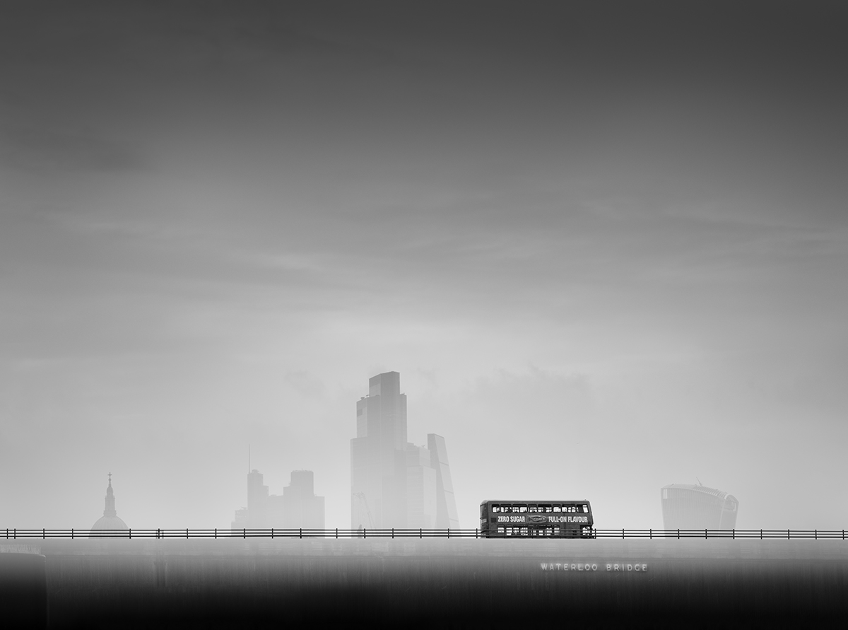 Bus passing Waterloo Bridge