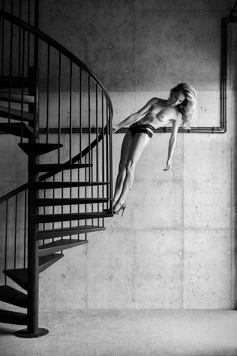 Eve on the spiral staircase.