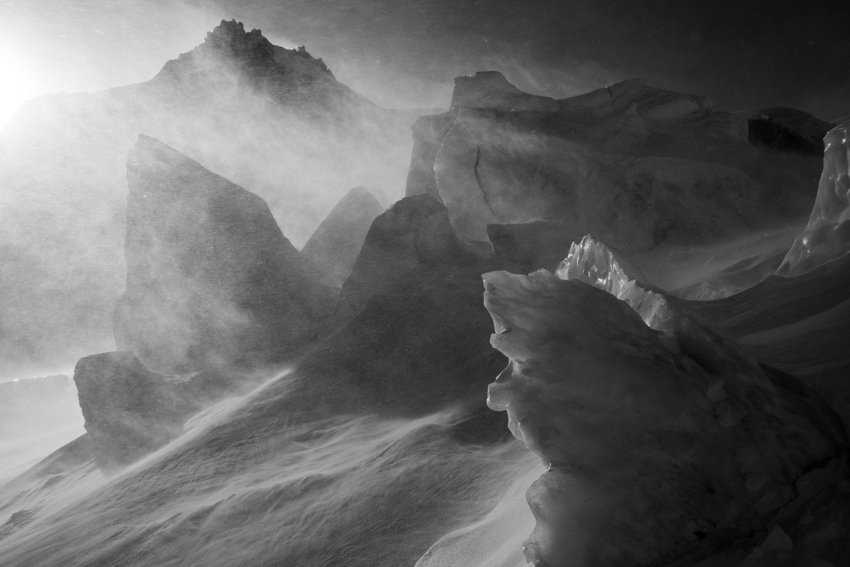 Windstorm on a glacier