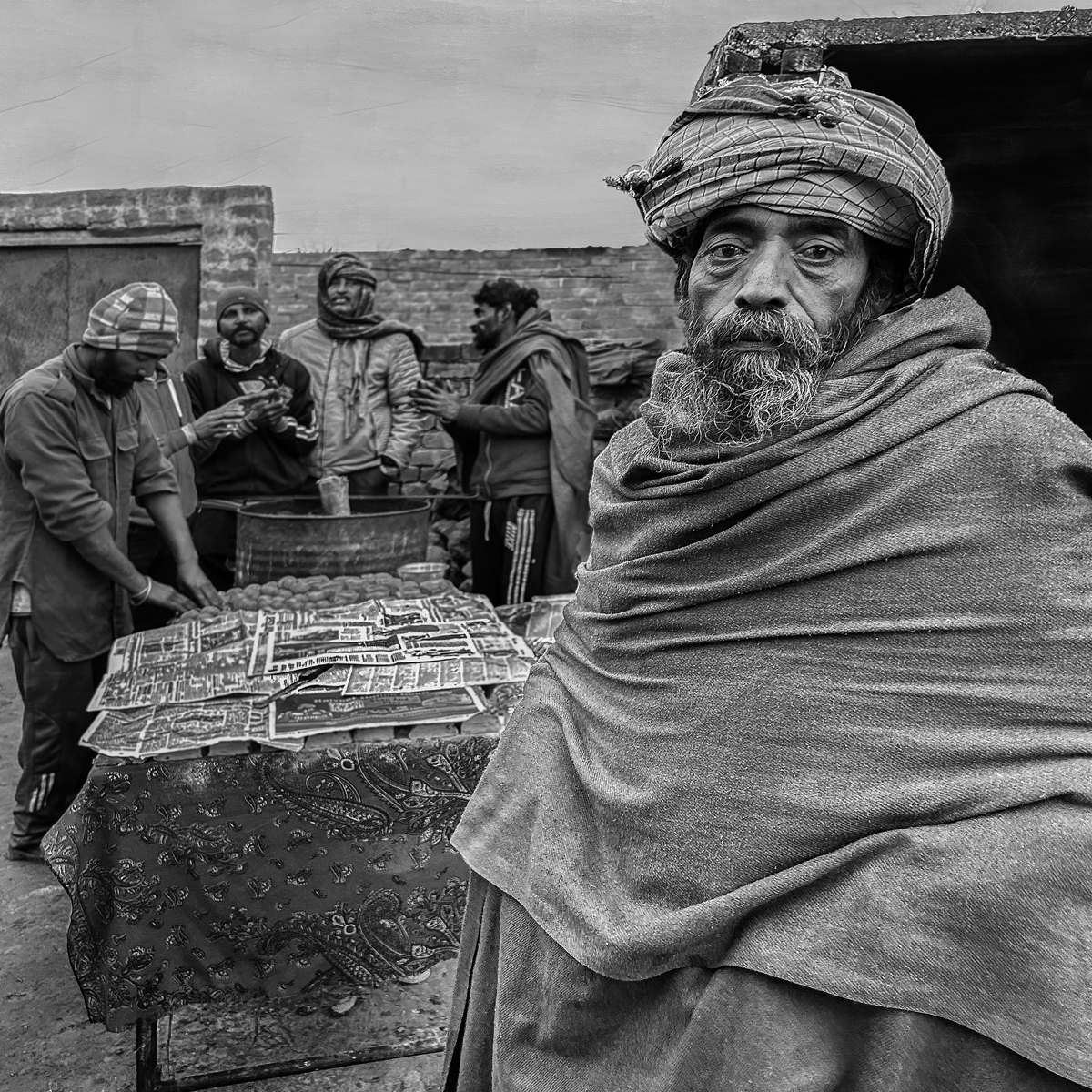 Sad Man in Village