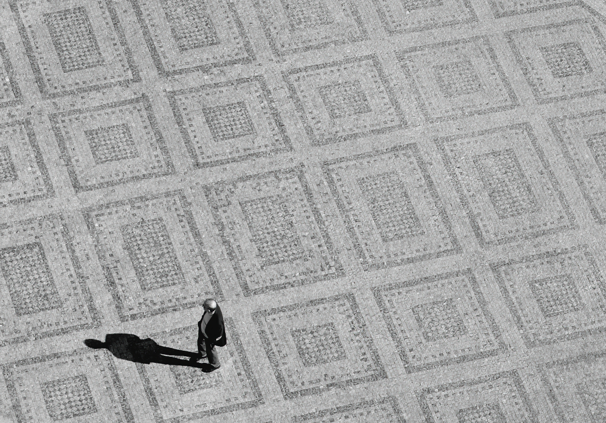 Lonely man and his shadow