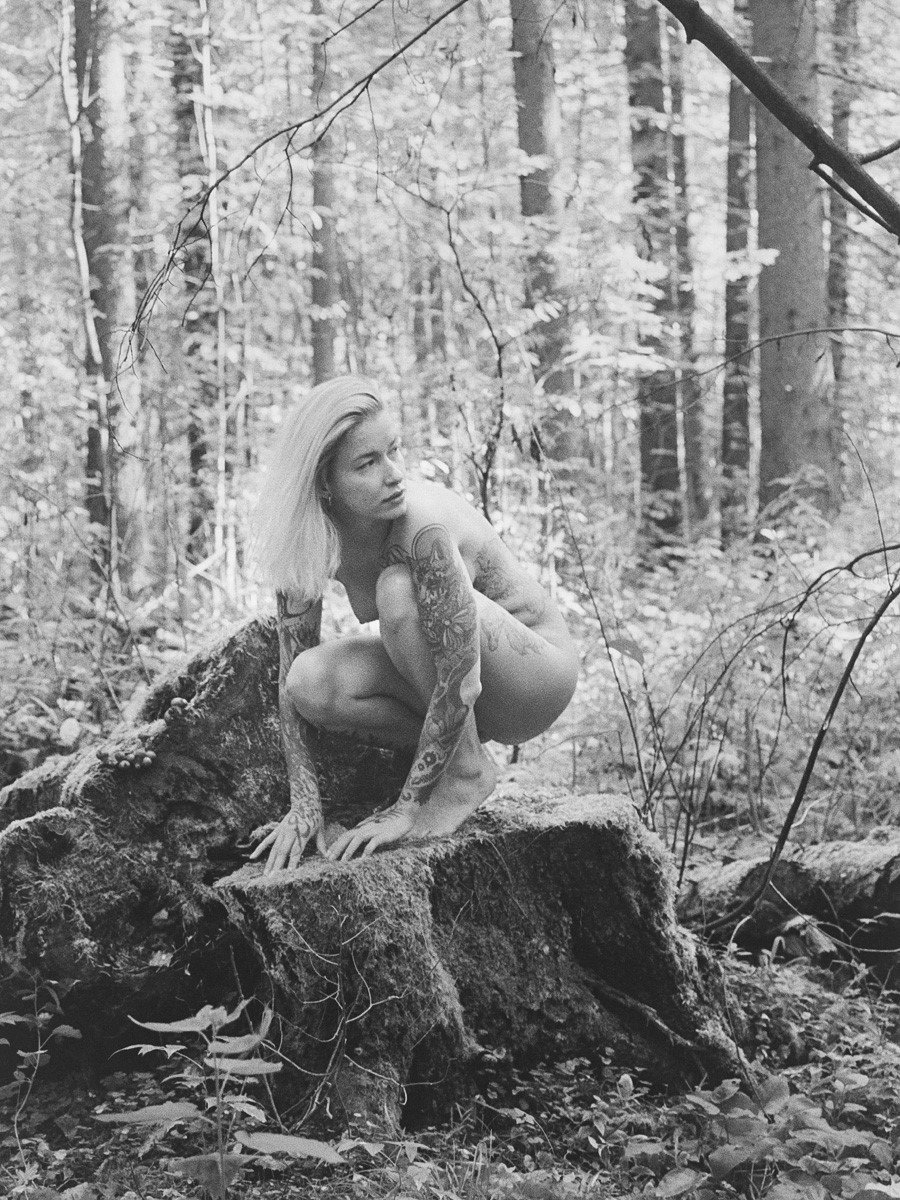 In the forest in autumn.