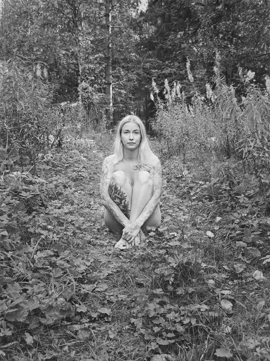 In the forest in autumn.