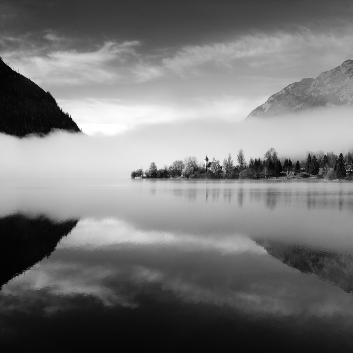 Grundlsee  in the fog