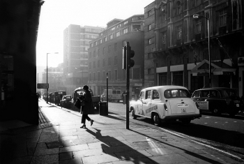 Light of sunset in a street of London