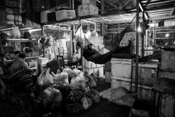 Fruit and vegetable wholesale market in the middle of the night