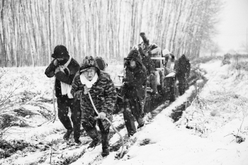 Mourners in the snow 