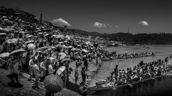 Dragon boat into the river