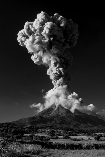 Volcán de Colima in black and white