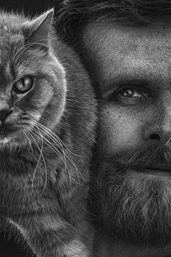 With the cat