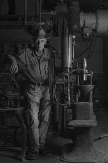 Karsten Brinn and an old Soda Bottling Machine