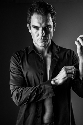 Portraits of male model in my studio in hard light